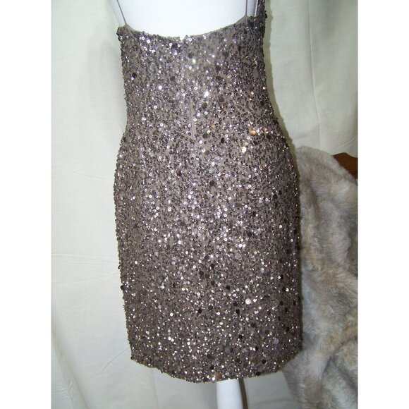 Cache Mini Dress Bronze Sequins Holiday Party Silk Size 10 - Picture 4 of 9